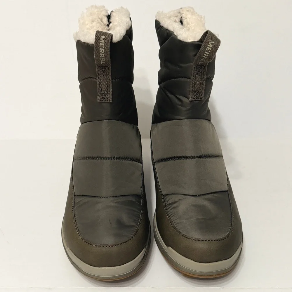 Merrell Snowcreek Sport Mid Zip Polar Snow Boots Womens 8 Olive Green J003720